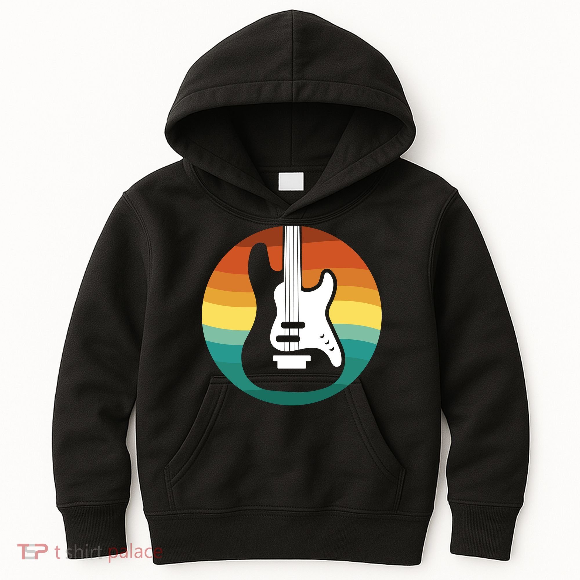 Electric Guitar Retro Sunset Kids Hoodie