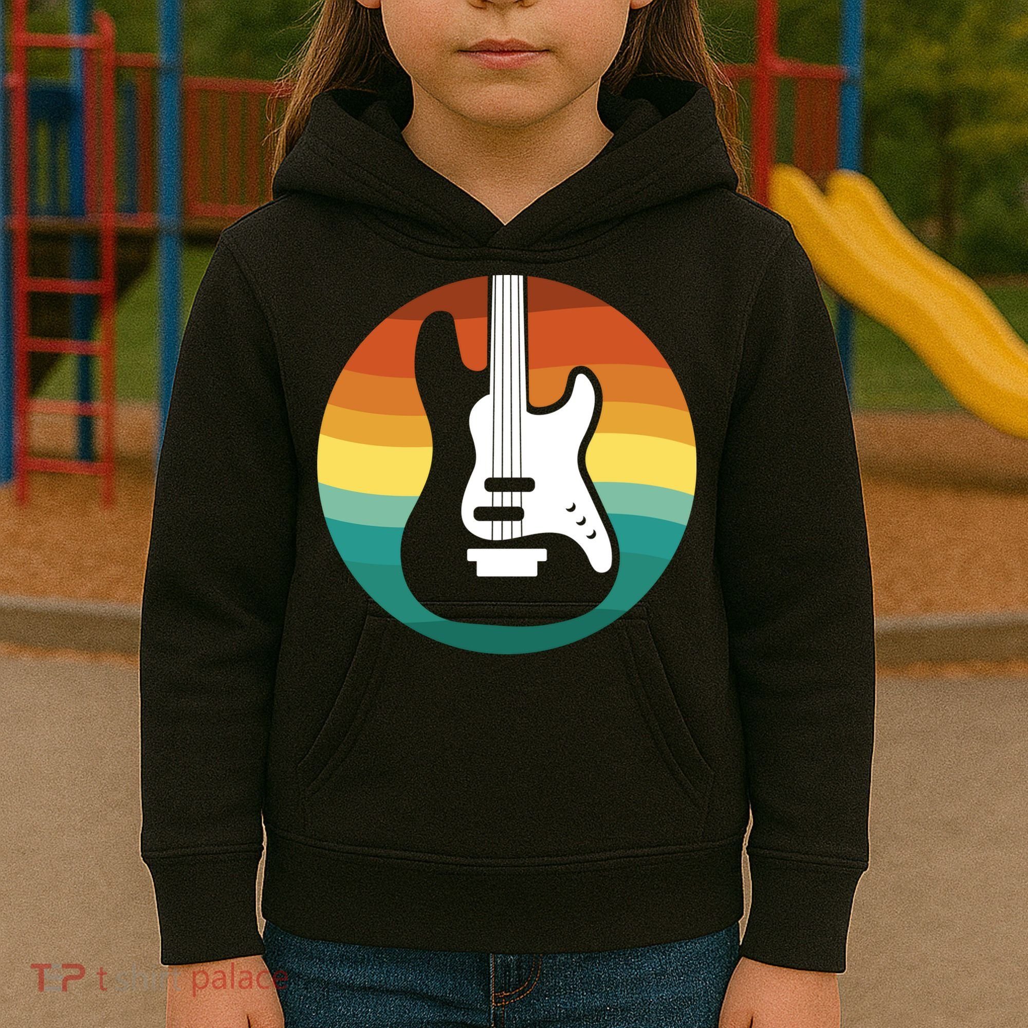 Electric Guitar Retro Sunset Kids Hoodie