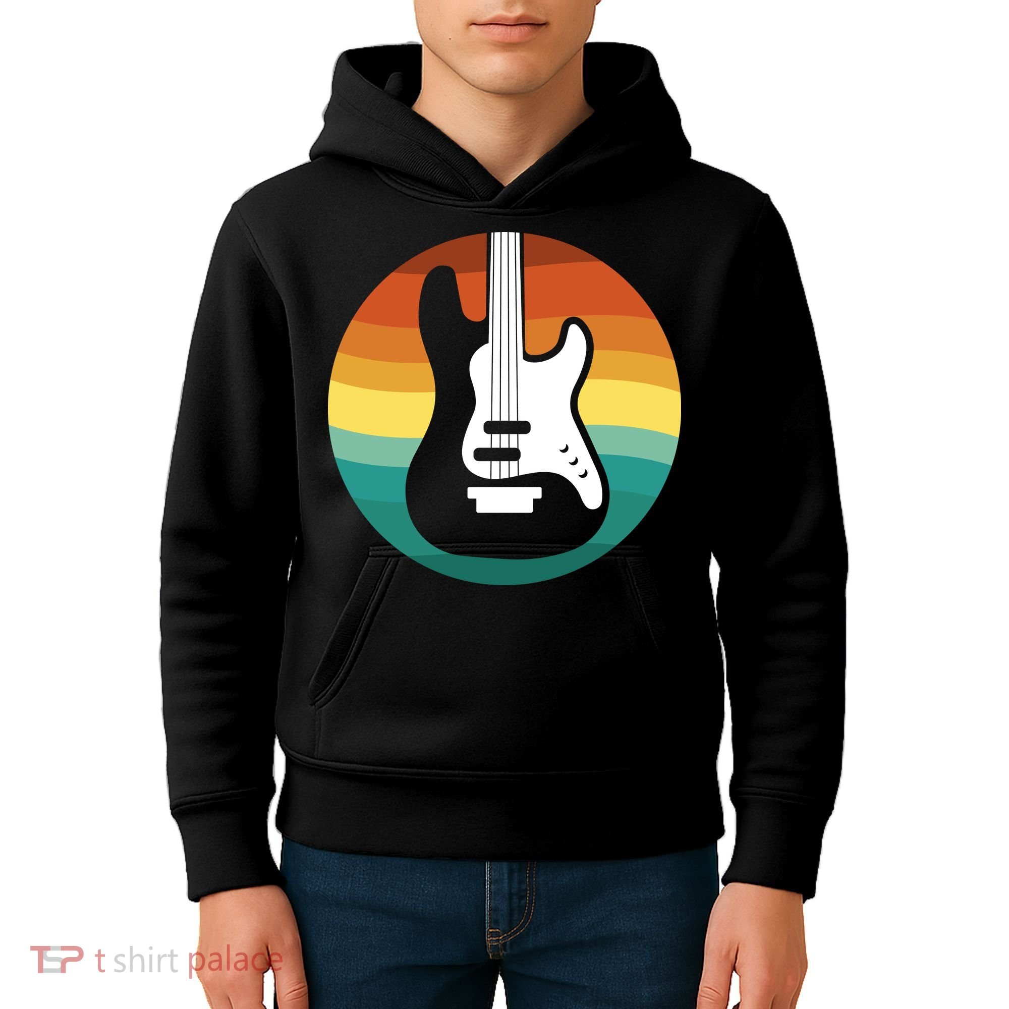 Electric Guitar Retro Sunset Kids Hoodie