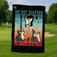 Electric Guitars Retro Sunset Golf Towel thumb 1