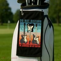 Electric Guitars Retro Sunset Golf Towel thumb 2