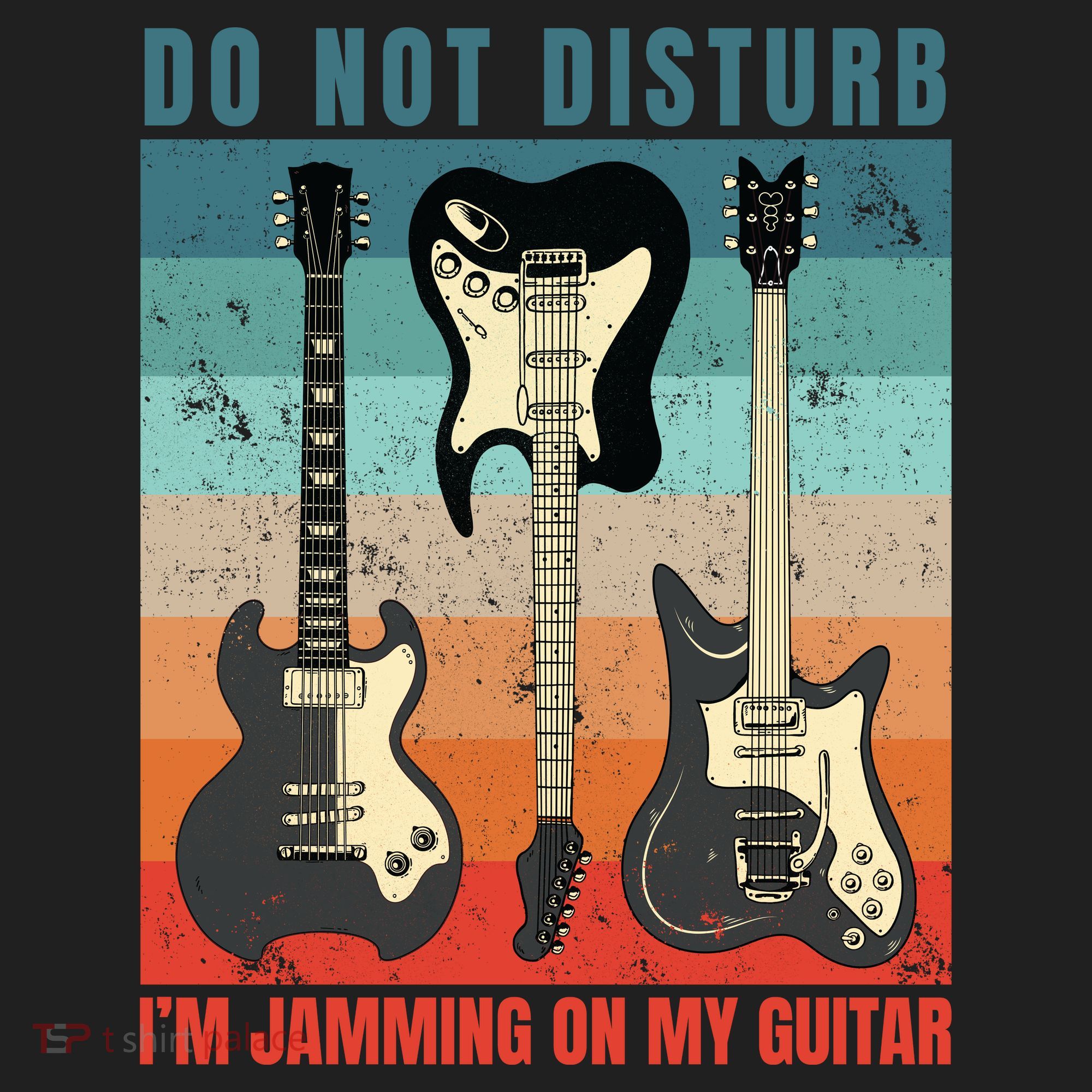 Electric Guitars Retro Sunset Golf Towel