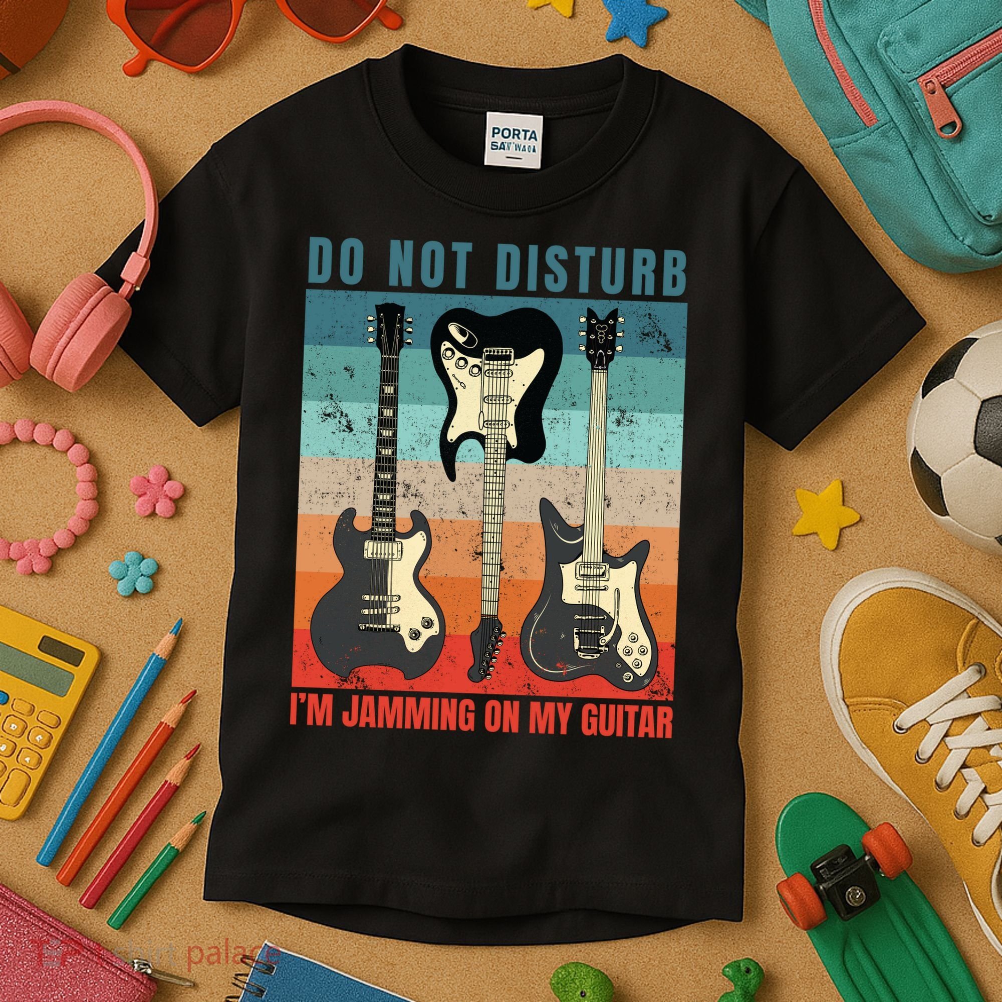 Electric Guitars Retro Sunset Kids T-Shirt