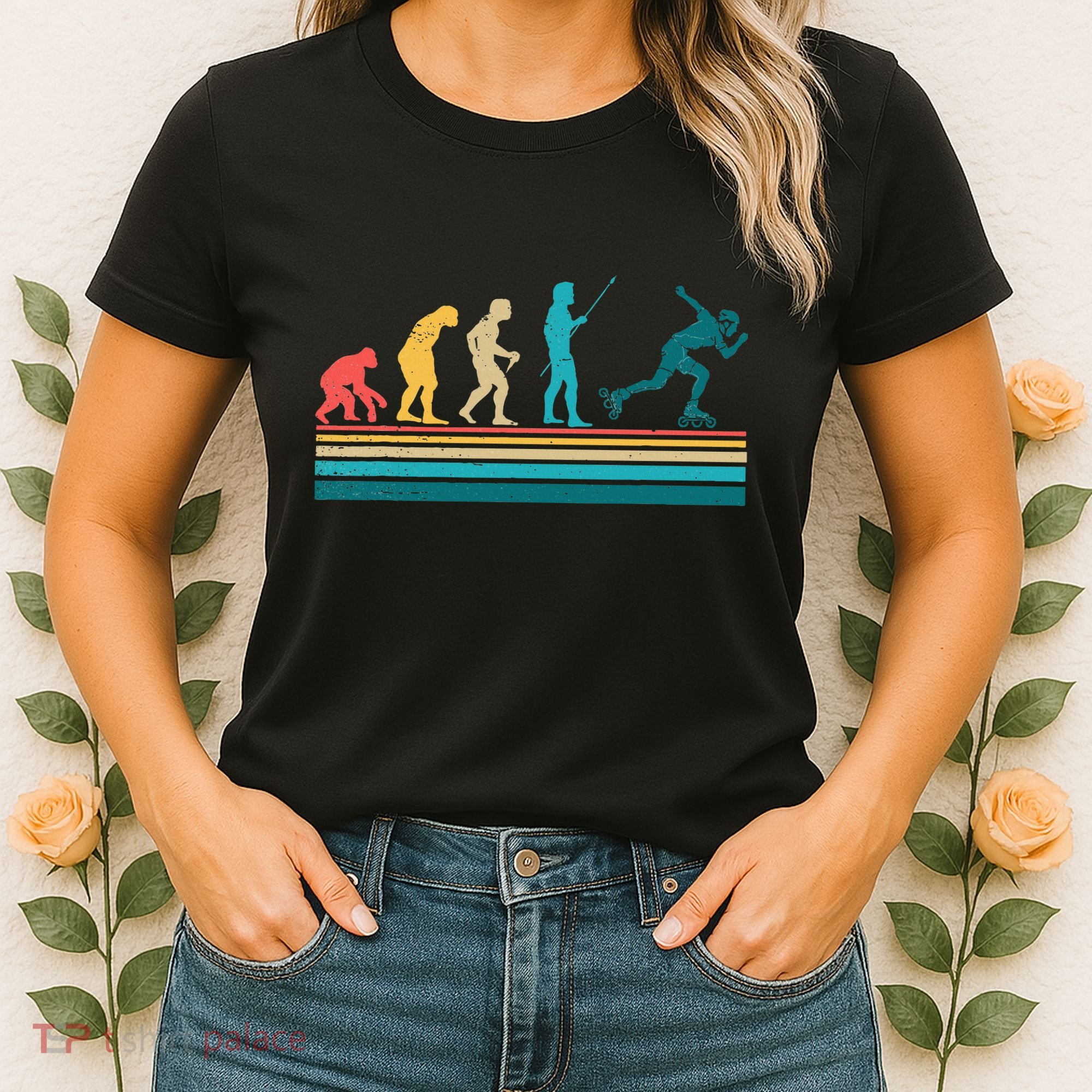 Evolution Graphic Roller Skates Roller Skating Inline Skates Women's T-Shirt