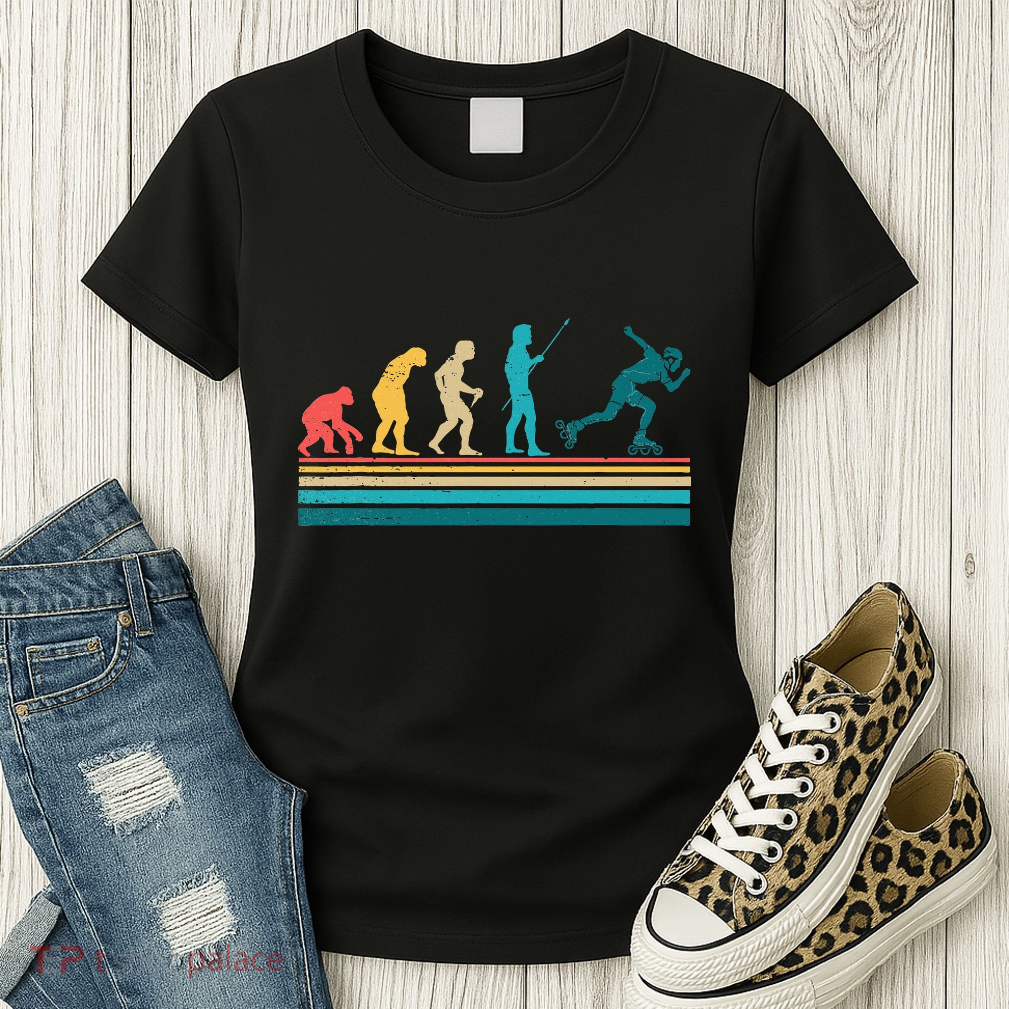 Evolution Graphic Roller Skates Roller Skating Inline Skates Women's T-Shirt