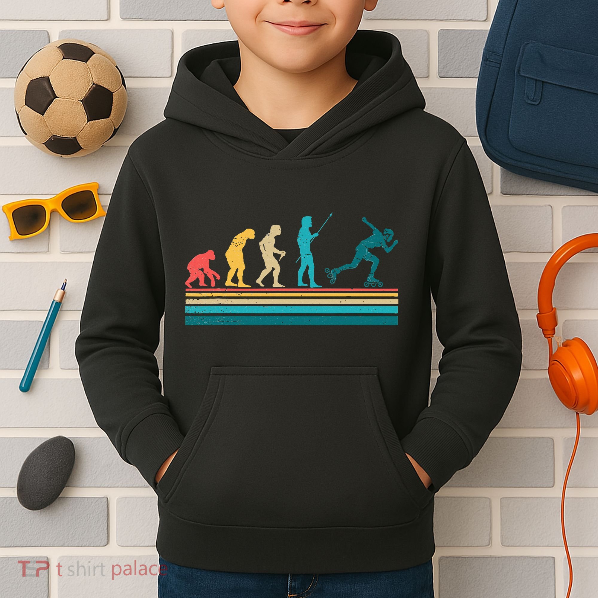 Evolution Graphic Roller Skates Roller Skating Inline Skates Kids Hoodie