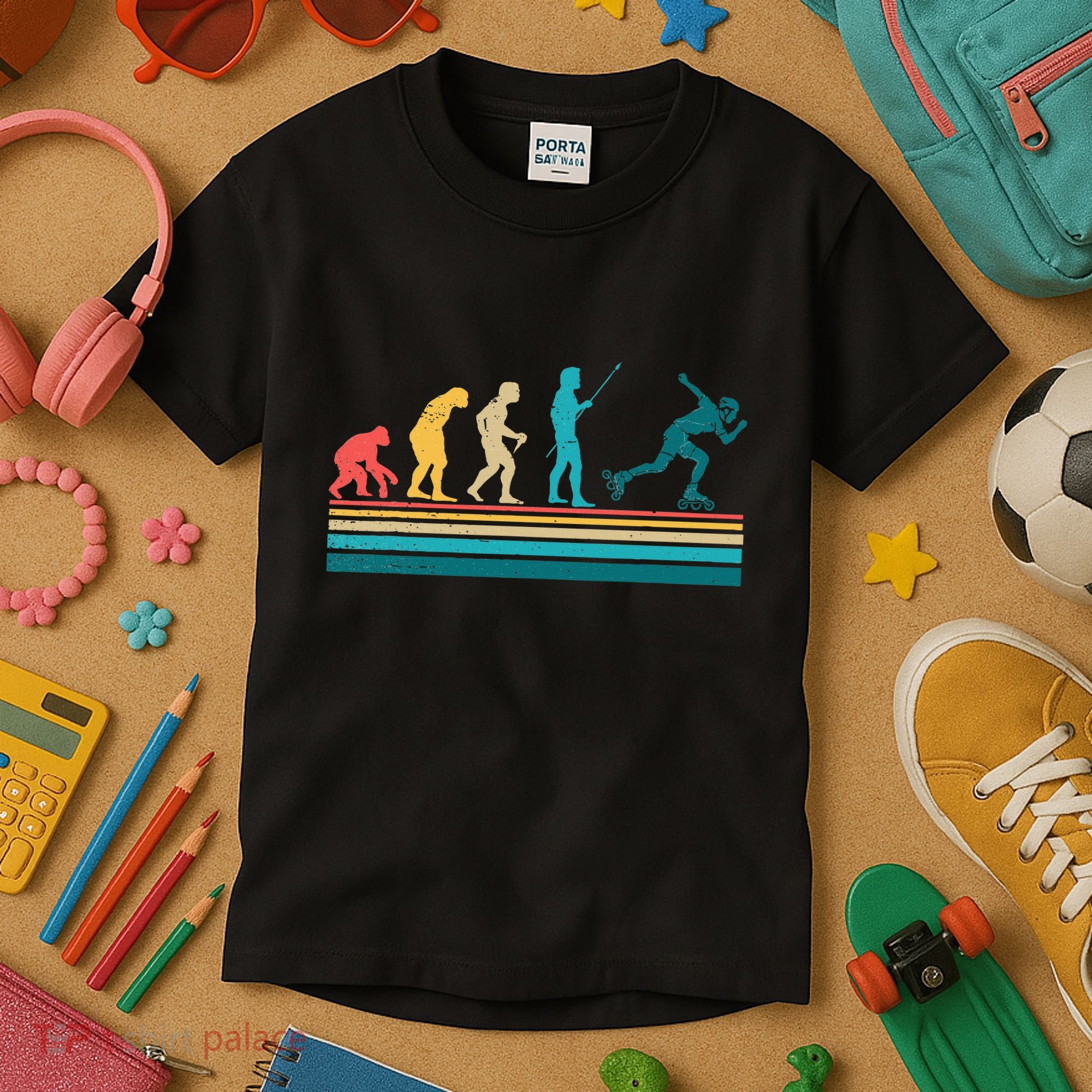 Evolution Graphic Roller Skates Roller Skating Inline Skates Kids T-Shirt