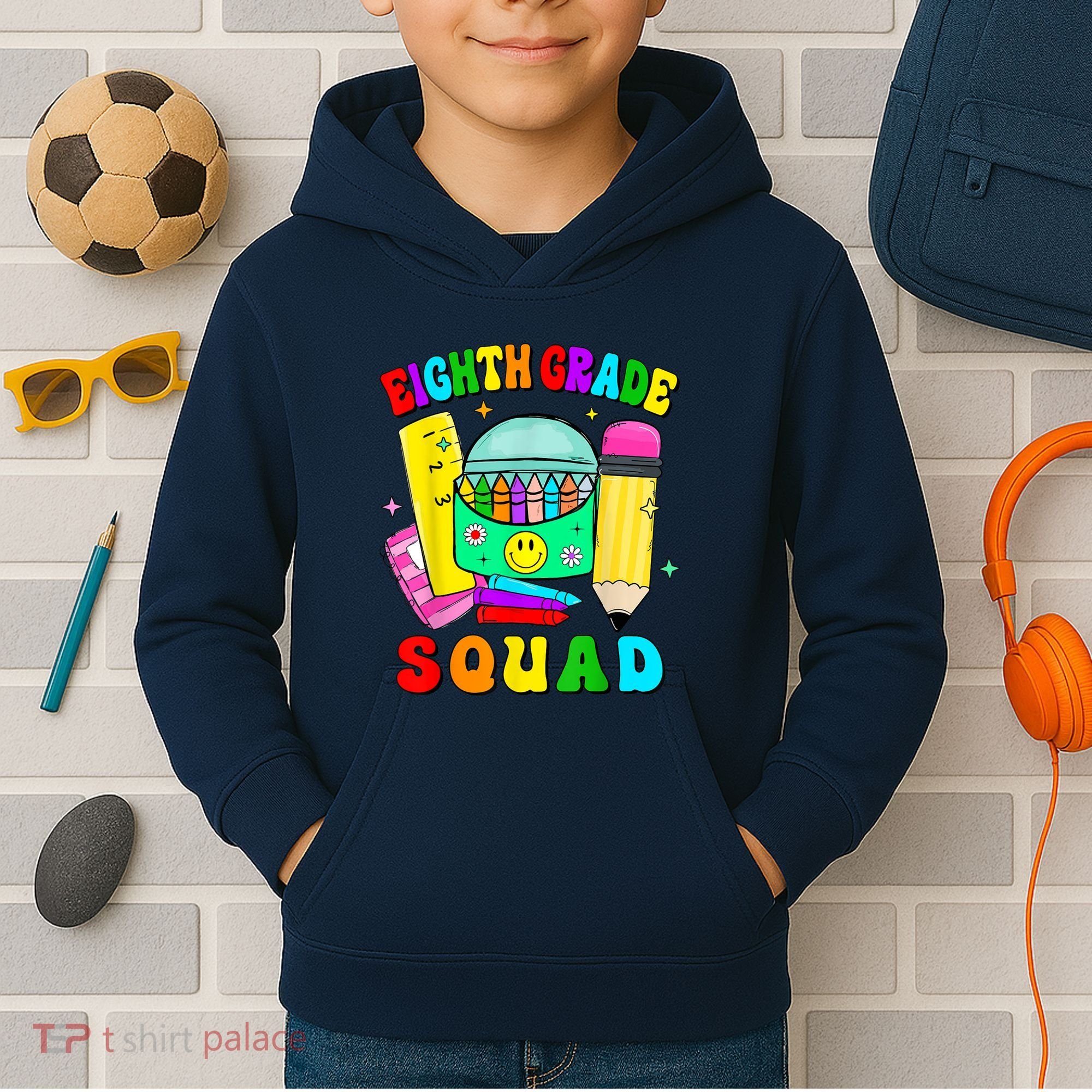 Eighth Grade Squad 8th Grade Team Back To School Boy Girl Kids Hoodie