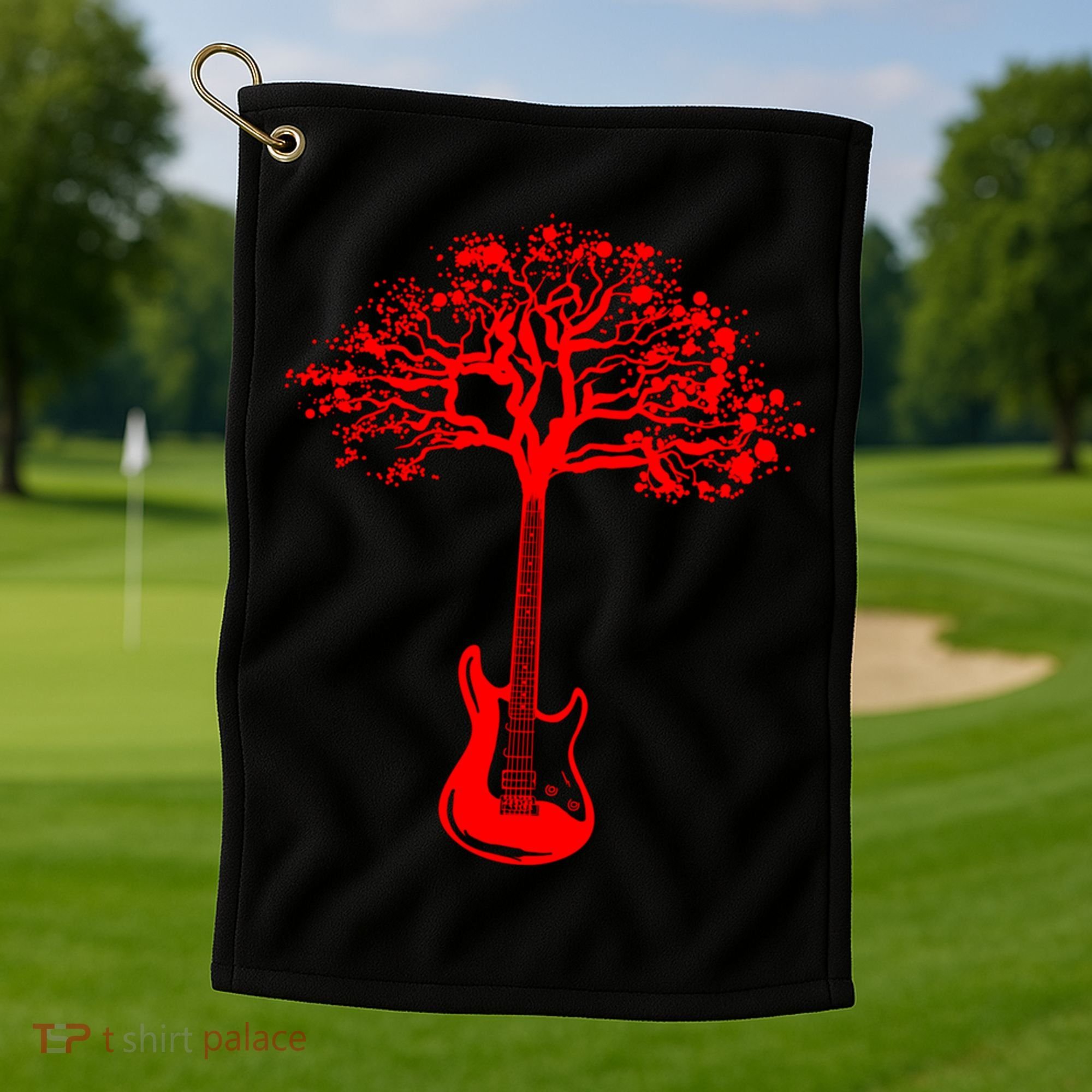 Electric Guitar Tree Rock Guitarist Player Musician  Golf Towel