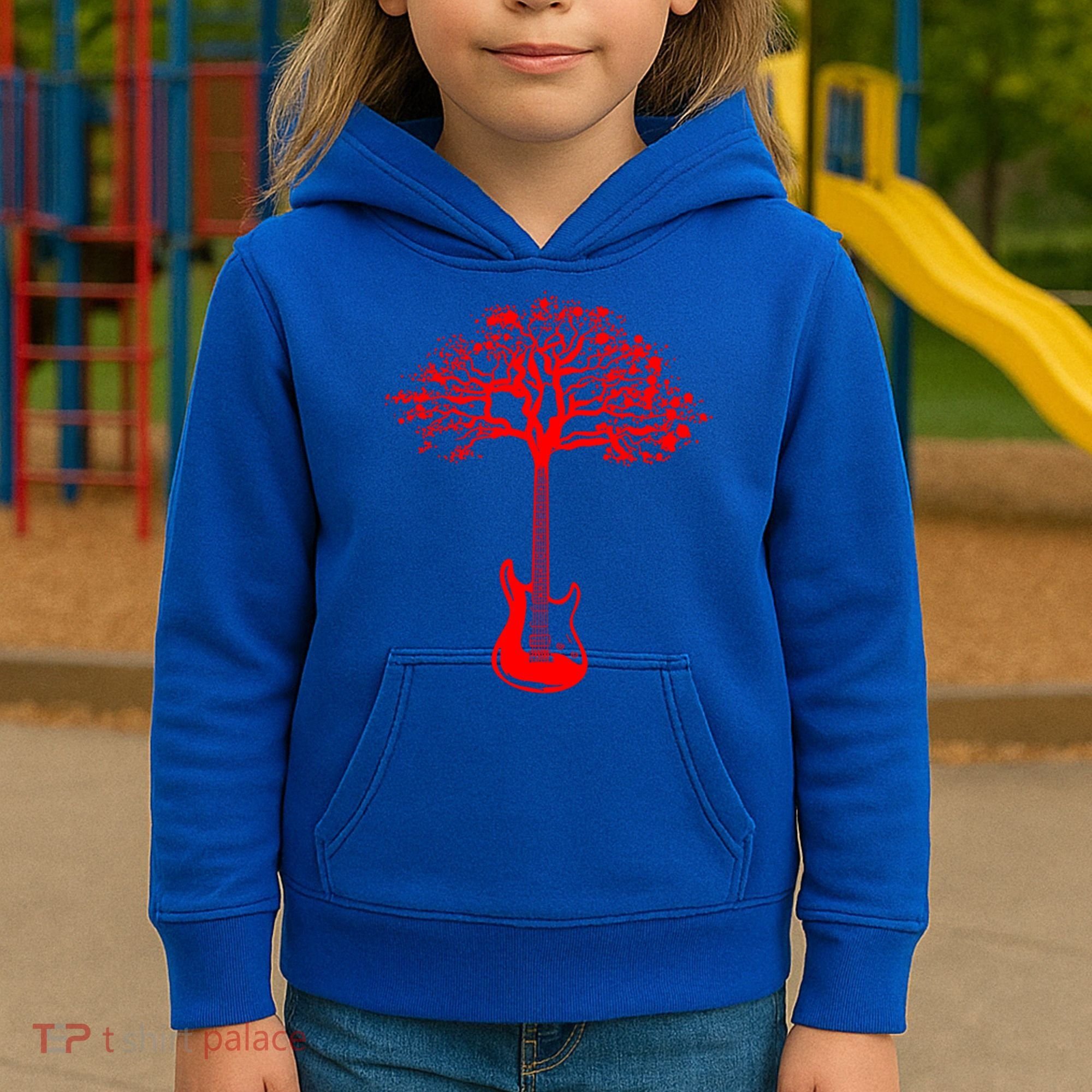 Electric Guitar Tree Rock Guitarist Player Musician  Kids Hoodie
