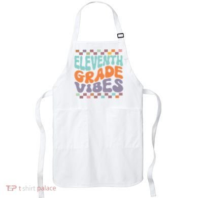 Eleventh Grade Vibes Retro Groovy 11th Grade Back To School Apron