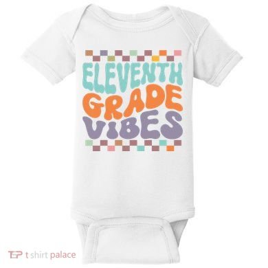 Eleventh Grade Vibes Retro Groovy 11th Grade Back To School Baby Bodysuit