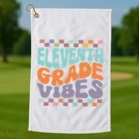 Eleventh Grade Vibes Retro Groovy 11th Grade Back To School Golf Towel thumb 1