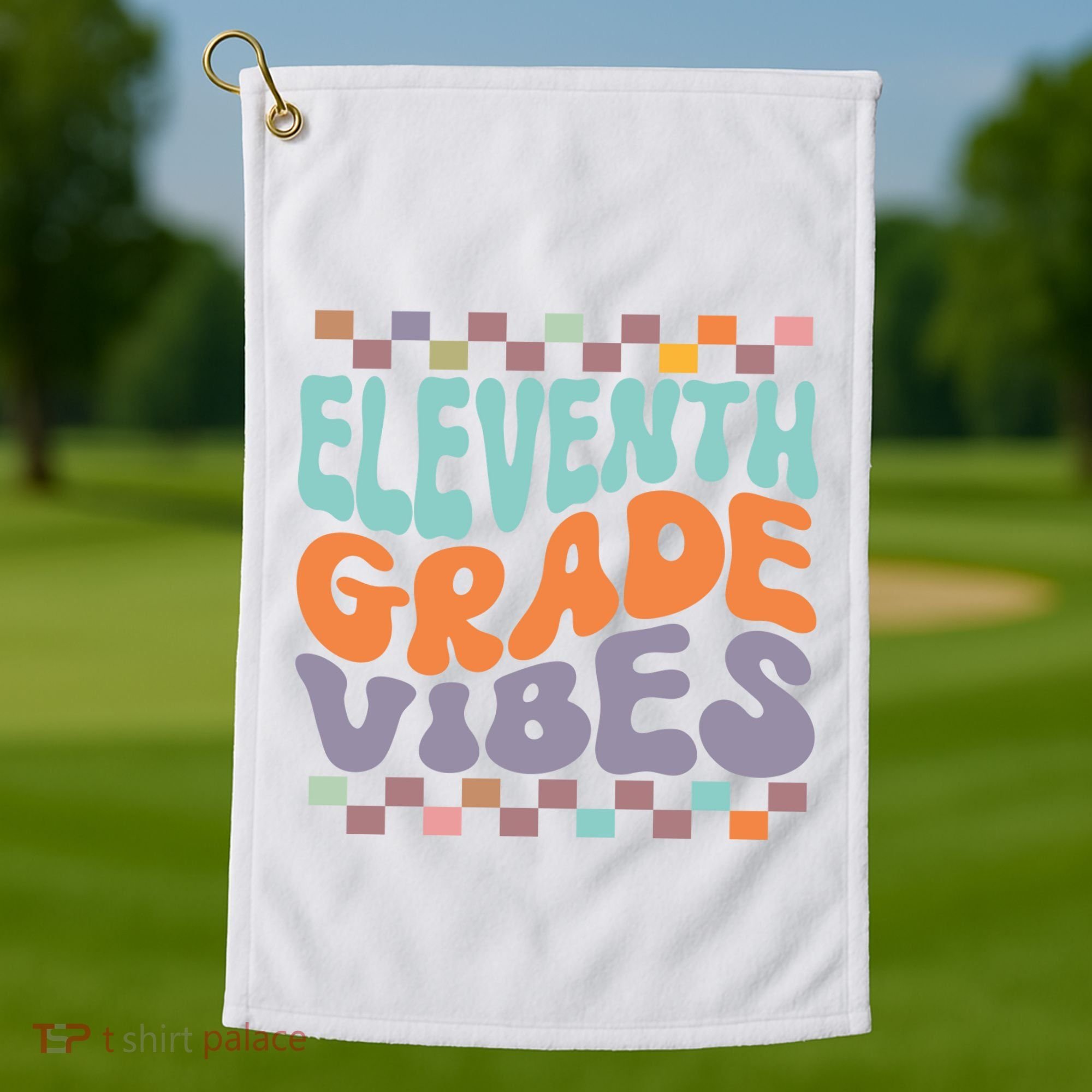 Eleventh Grade Vibes Retro Groovy 11th Grade Back To School Golf Towel