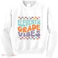 Eleventh Grade Vibes Retro Groovy 11th Grade Back To School Kids Sweatshirt thumb 0