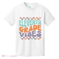 Eleventh Grade Vibes Retro Groovy 11th Grade Back To School Kids T-Shirt thumb 0