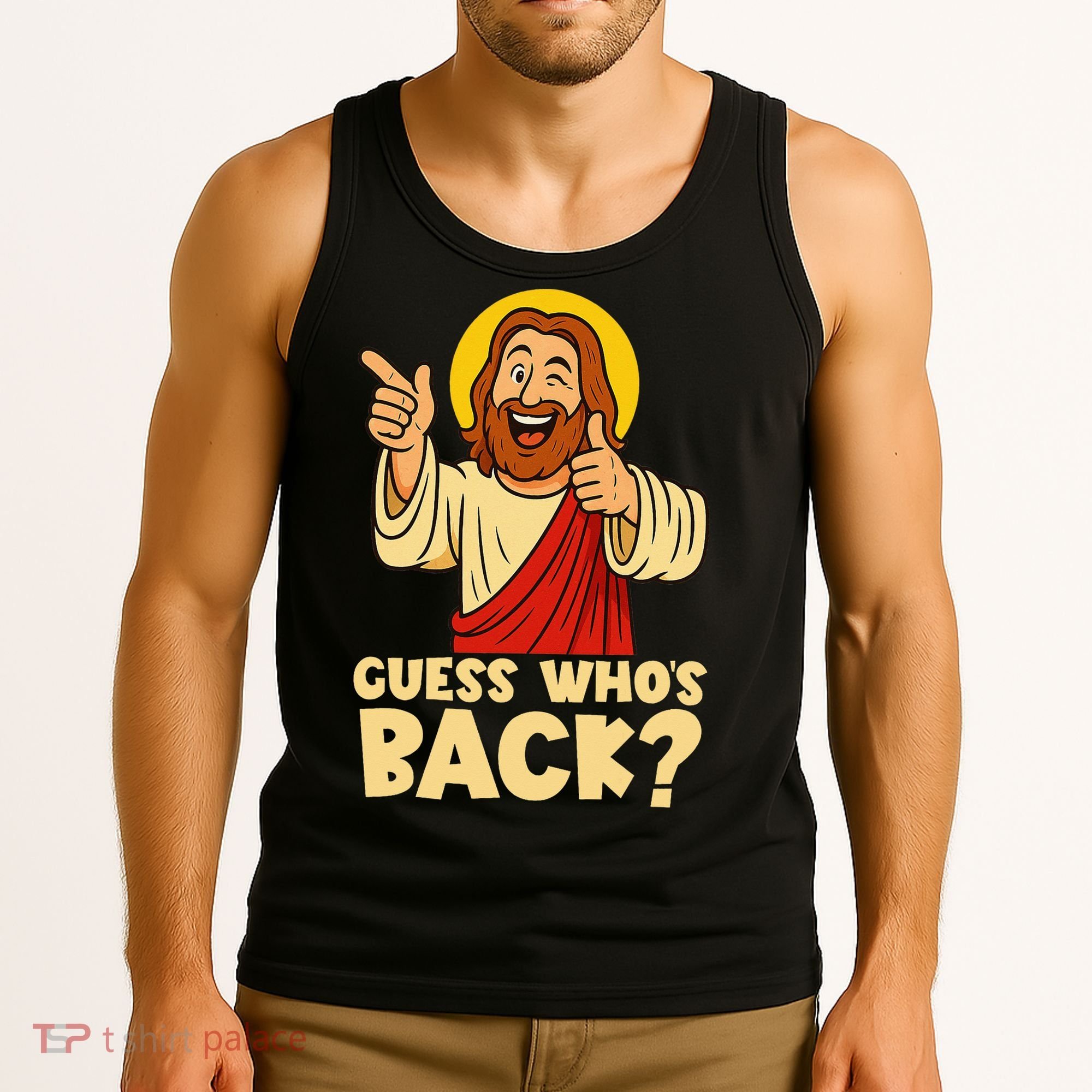 Easter Guess Whos Back Jesus Funny Religious Women Tank Top