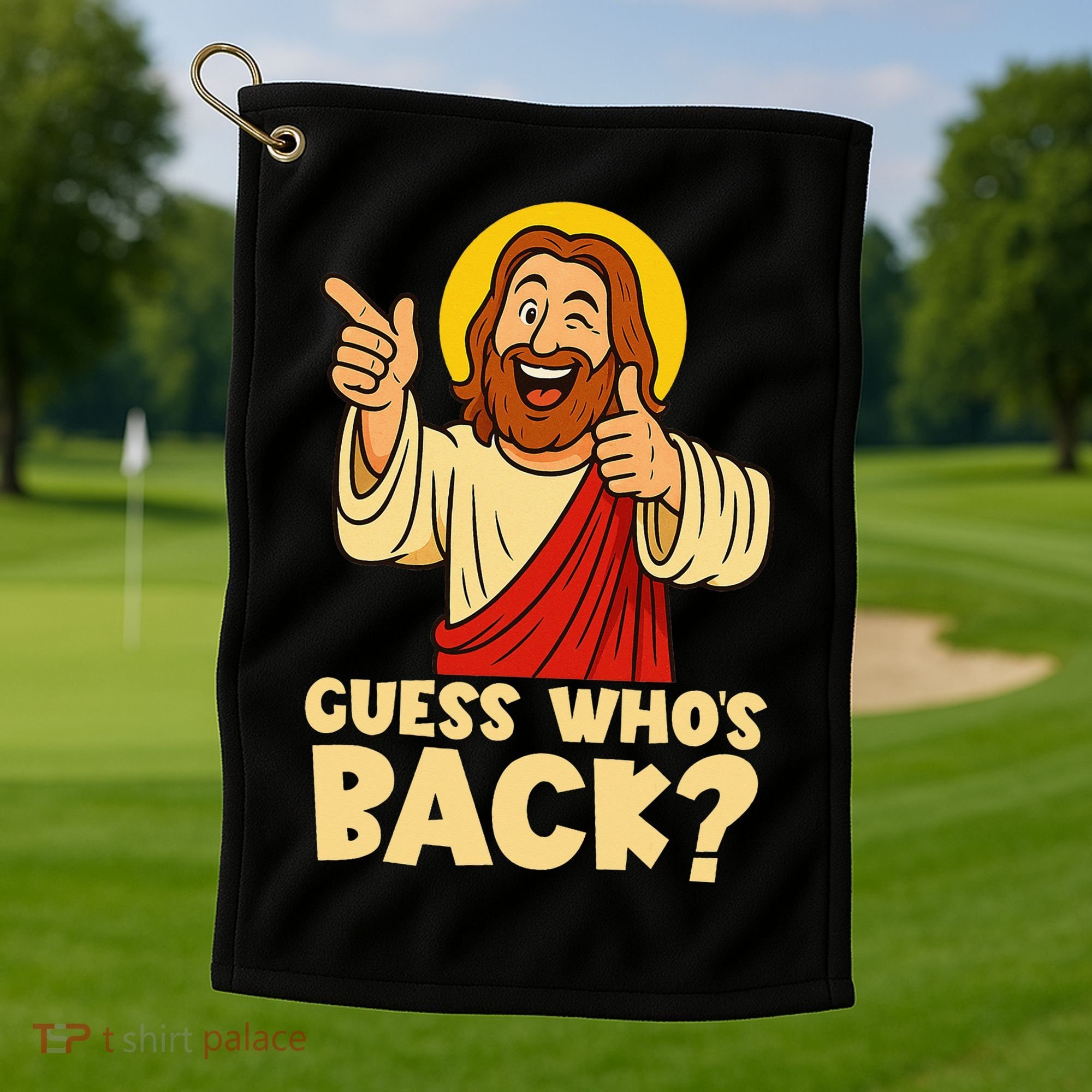 Easter Guess Whos Back Jesus Funny Religious Women Golf Towel