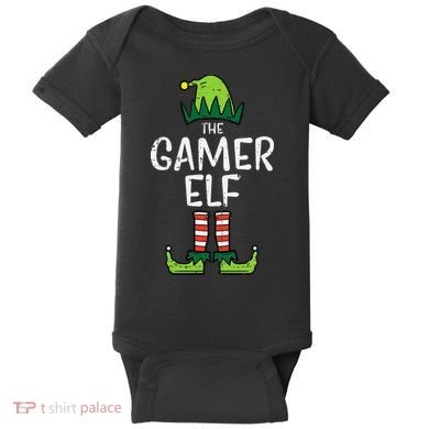 Elf Gamer Xmas Holiday Fun Baby Bodysuit