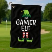 Elf Gamer Xmas Holiday Fun Golf Towel thumb 1
