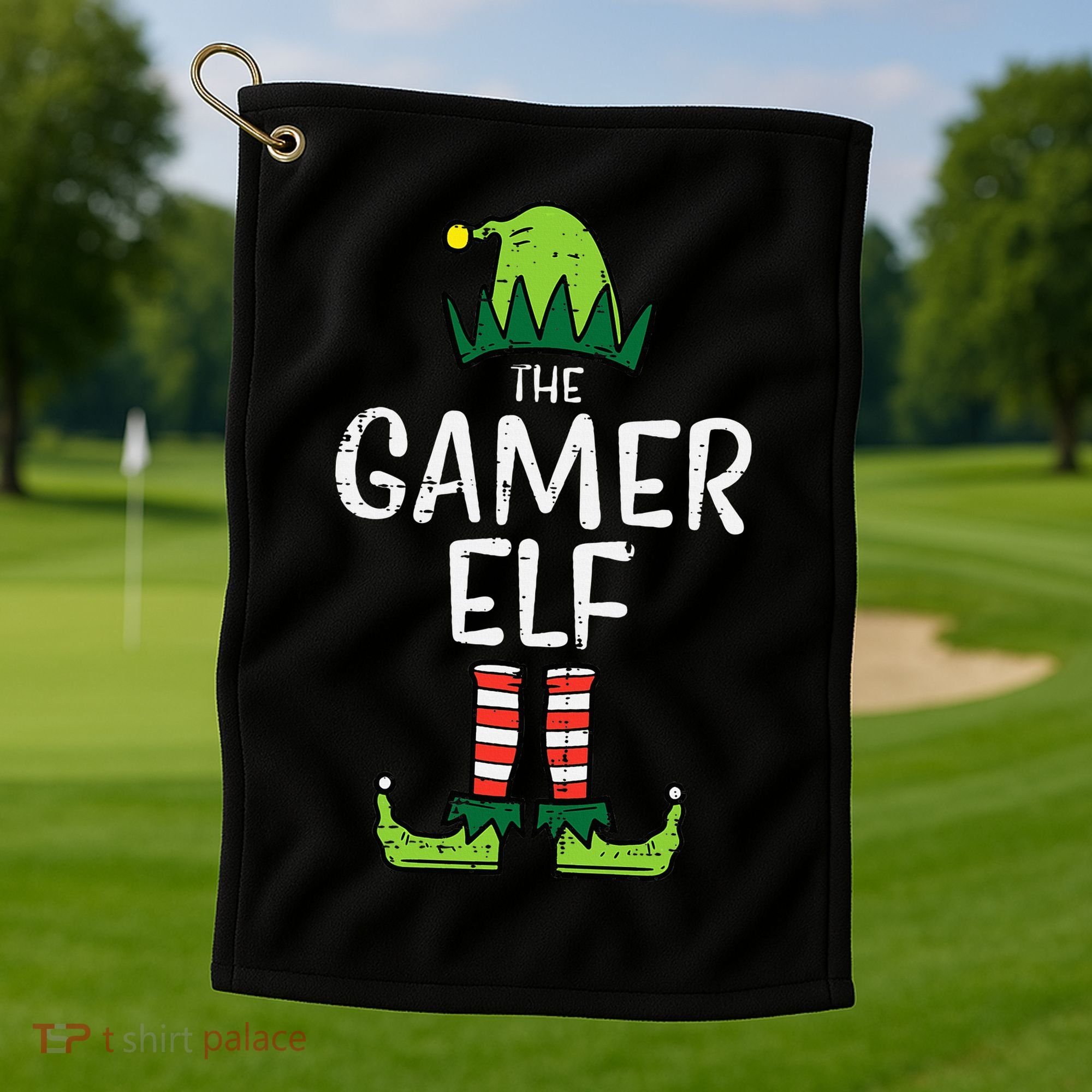 Elf Gamer Xmas Holiday Fun Golf Towel