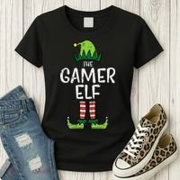Elf Gamer Xmas Holiday Fun Women's T-Shirt thumb 3