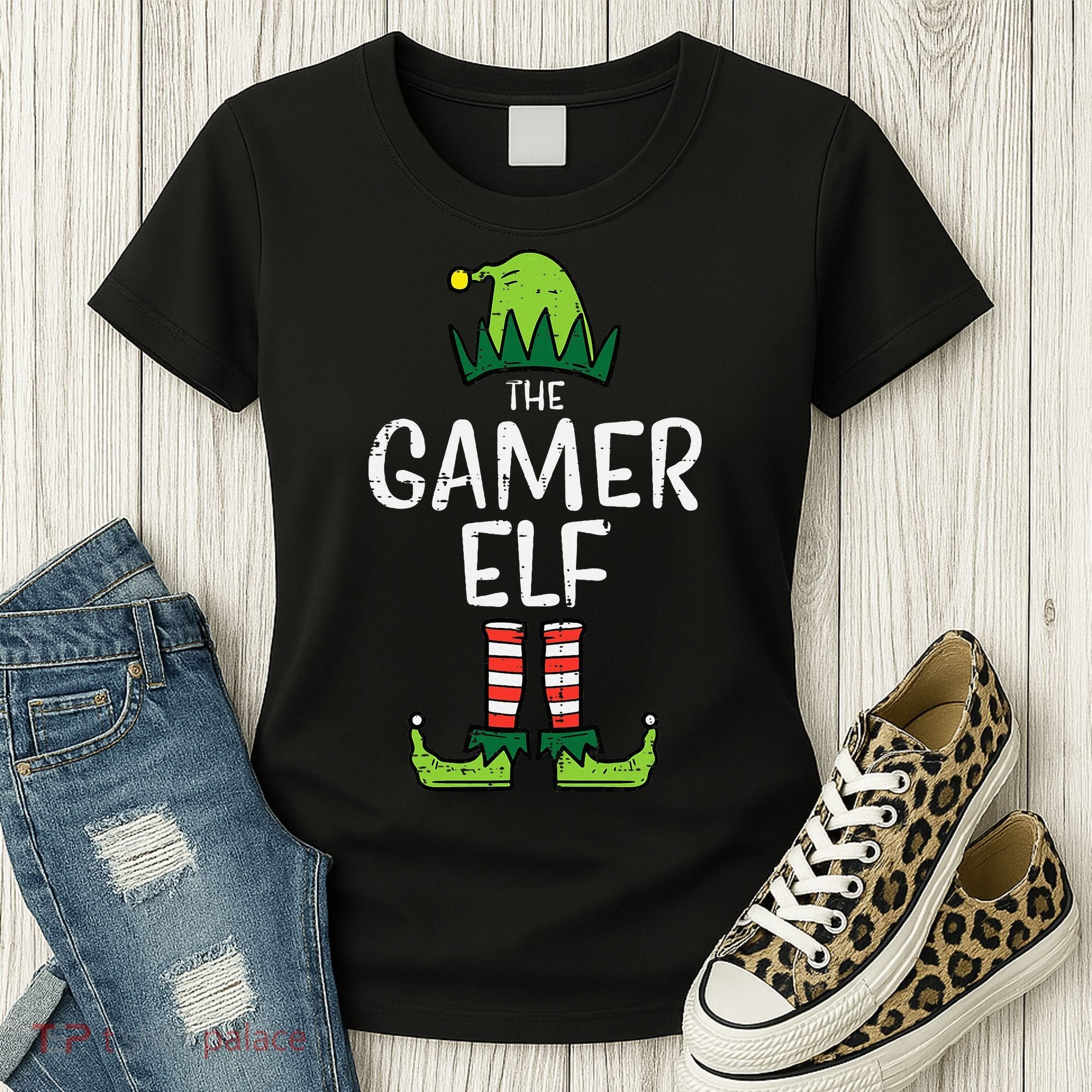 Elf Gamer Xmas Holiday Fun Women's T-Shirt