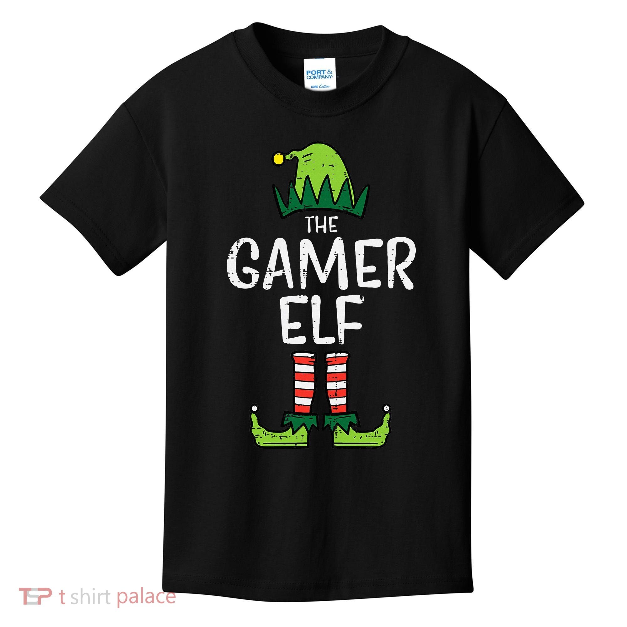 Elf Gamer Xmas Holiday Fun Kids T-Shirt