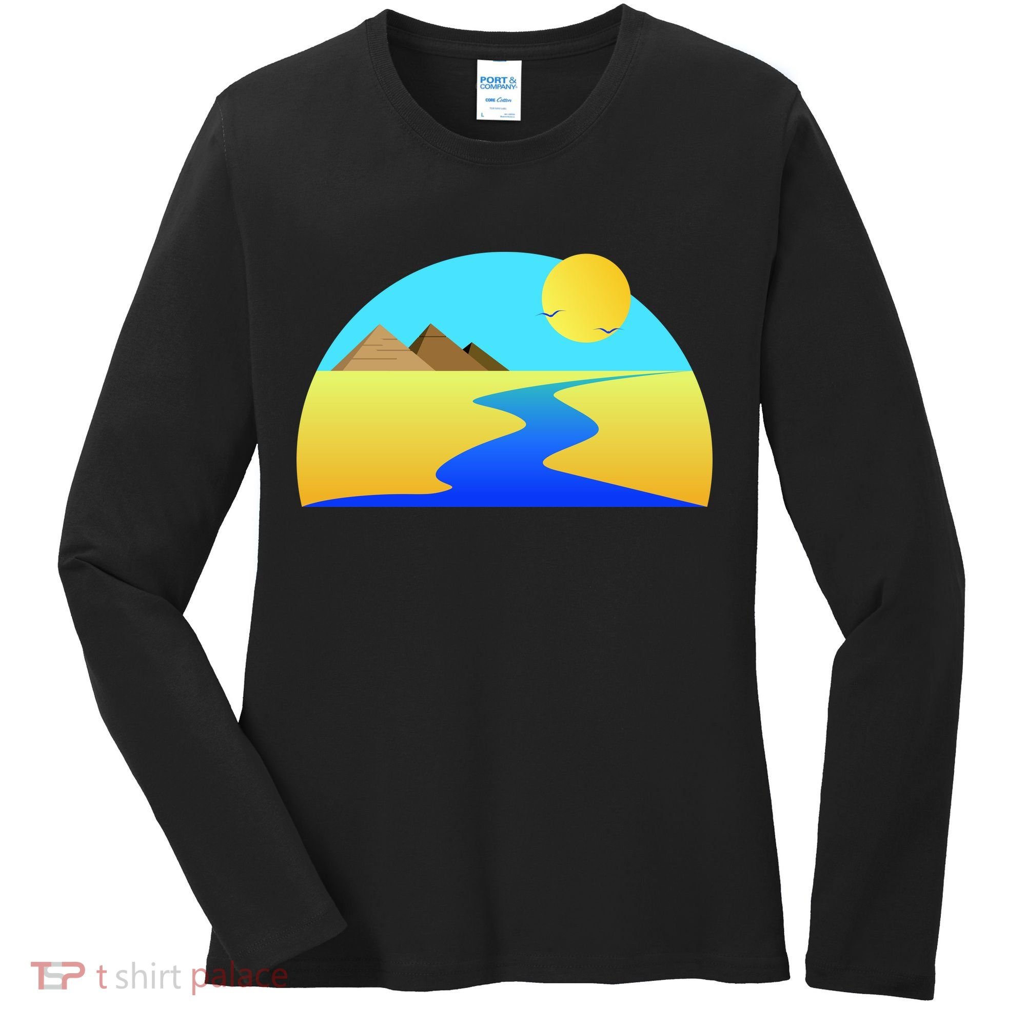 Egypt Nile River Sunset Women's Long Sleeve Shirt