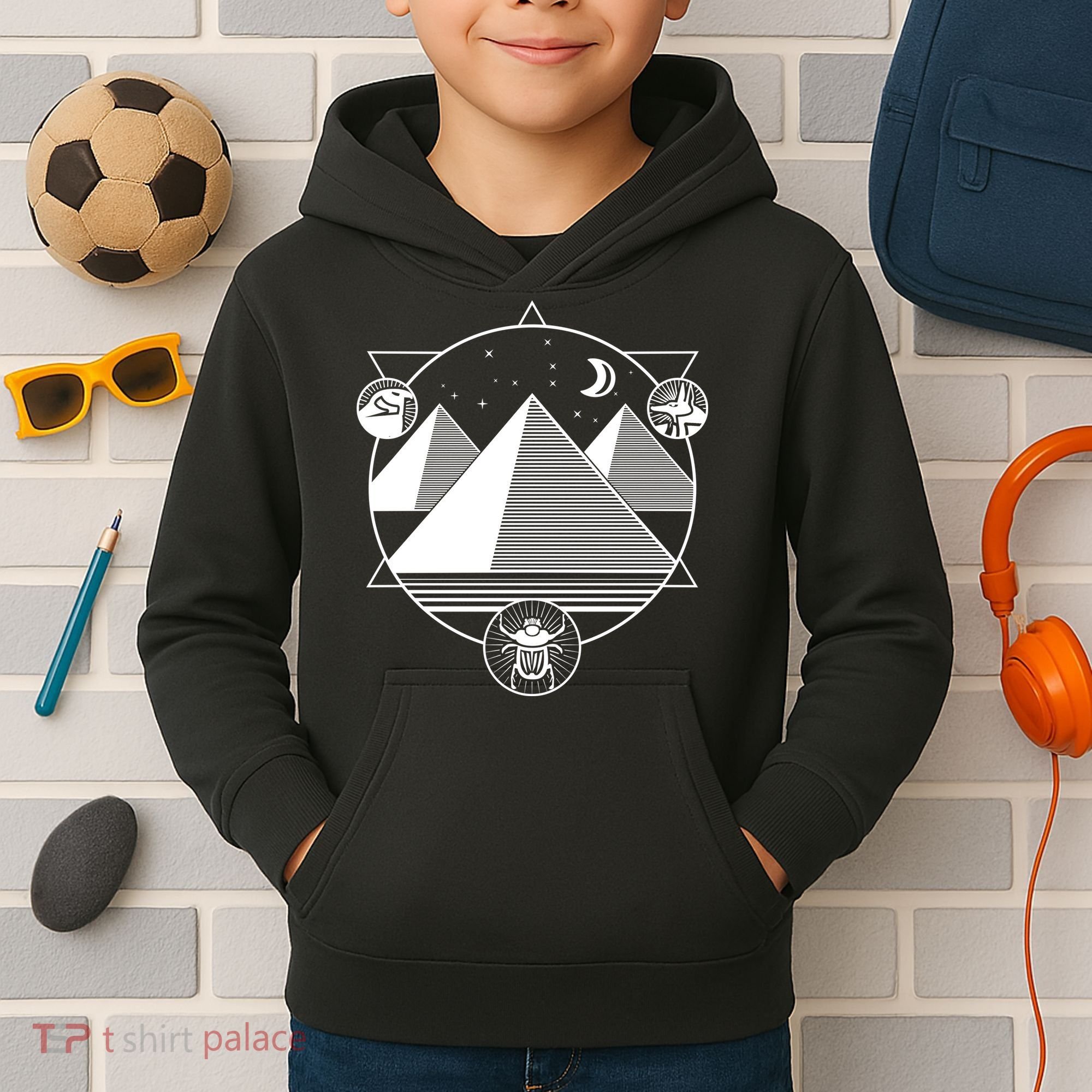 Egyptian Pyramids Emblem Kids Hoodie
