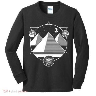 Egyptian Pyramids Emblem Kids Long Sleeve Shirt
