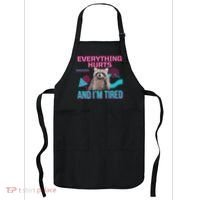 Everything Hurts And I’M Tired Funny Raccoon Meme Gym Cover Apron thumb 0