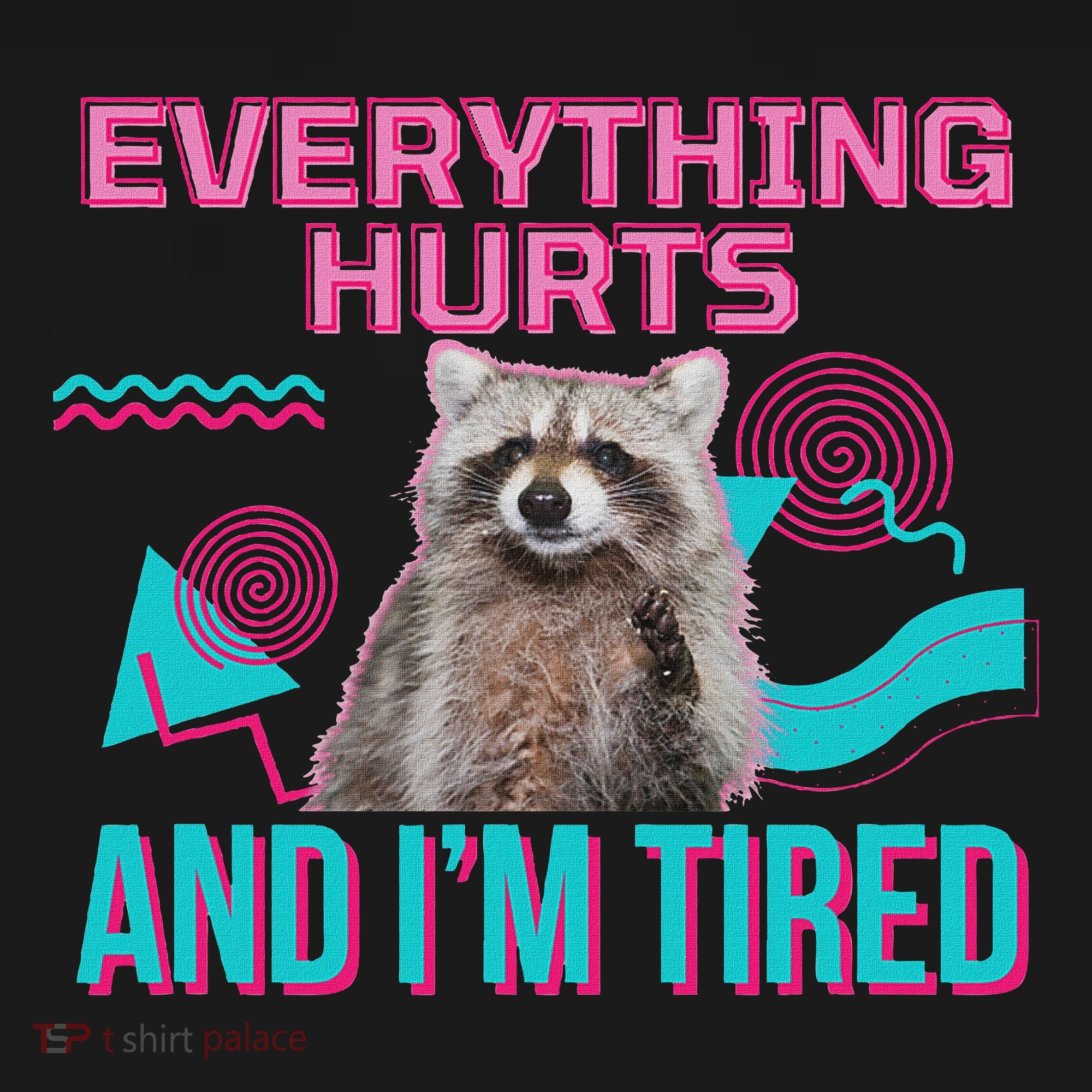 Everything Hurts And I’M Tired Funny Raccoon Meme Gym Cover Sweatshirt