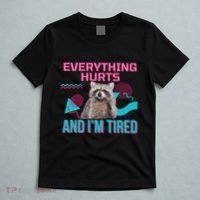 Everything Hurts And I’M Tired Funny Raccoon Meme Gym Cover T-Shirt thumb 5