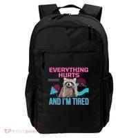 Everything Hurts And I’M Tired Funny Raccoon Meme Gym Cover Backpack thumb 0