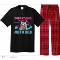 Everything Hurts And I’M Tired Funny Raccoon Meme Gym Cover Pajama Set thumb 0
