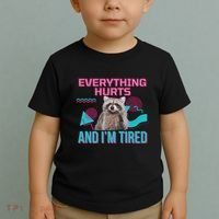 Everything Hurts And I’M Tired Funny Raccoon Meme Gym Cover Toddler T-Shirt thumb 2