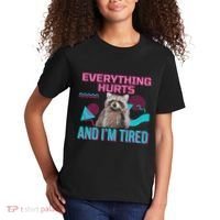 Everything Hurts And I’M Tired Funny Raccoon Meme Gym Cover Kids T-Shirt thumb 2