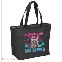 Everything Hurts And I’M Tired Funny Raccoon Meme Gym Cover Tote Bag thumb 2