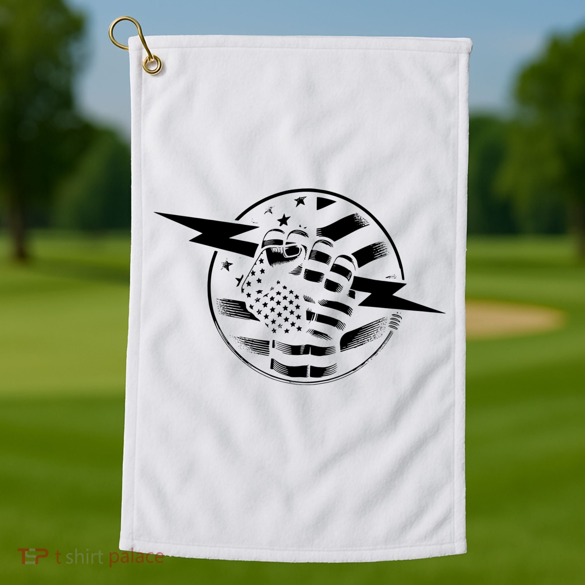 Electrician Hero American Flag Electrical Worker For Golf Towel