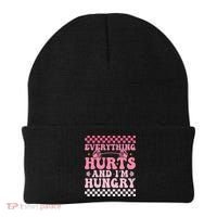 Everything Hurts And Im Hungry Workout Gym Beanie thumb 0