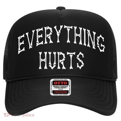 Everything Hurts Bone Letters Hat