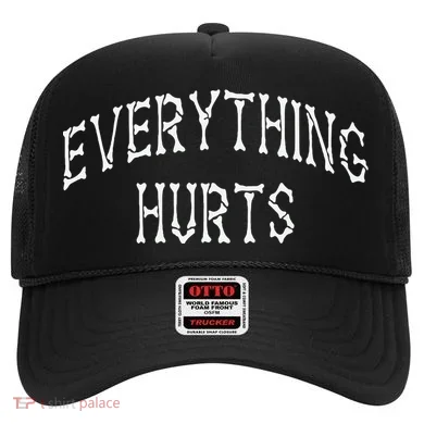 Everything Hurts Bone Letters Hat