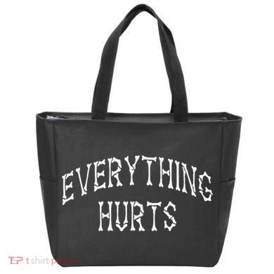 Everything Hurts Bone Letters Tote Bag