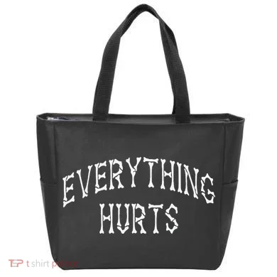 Everything Hurts Bone Letters Tote Bag
