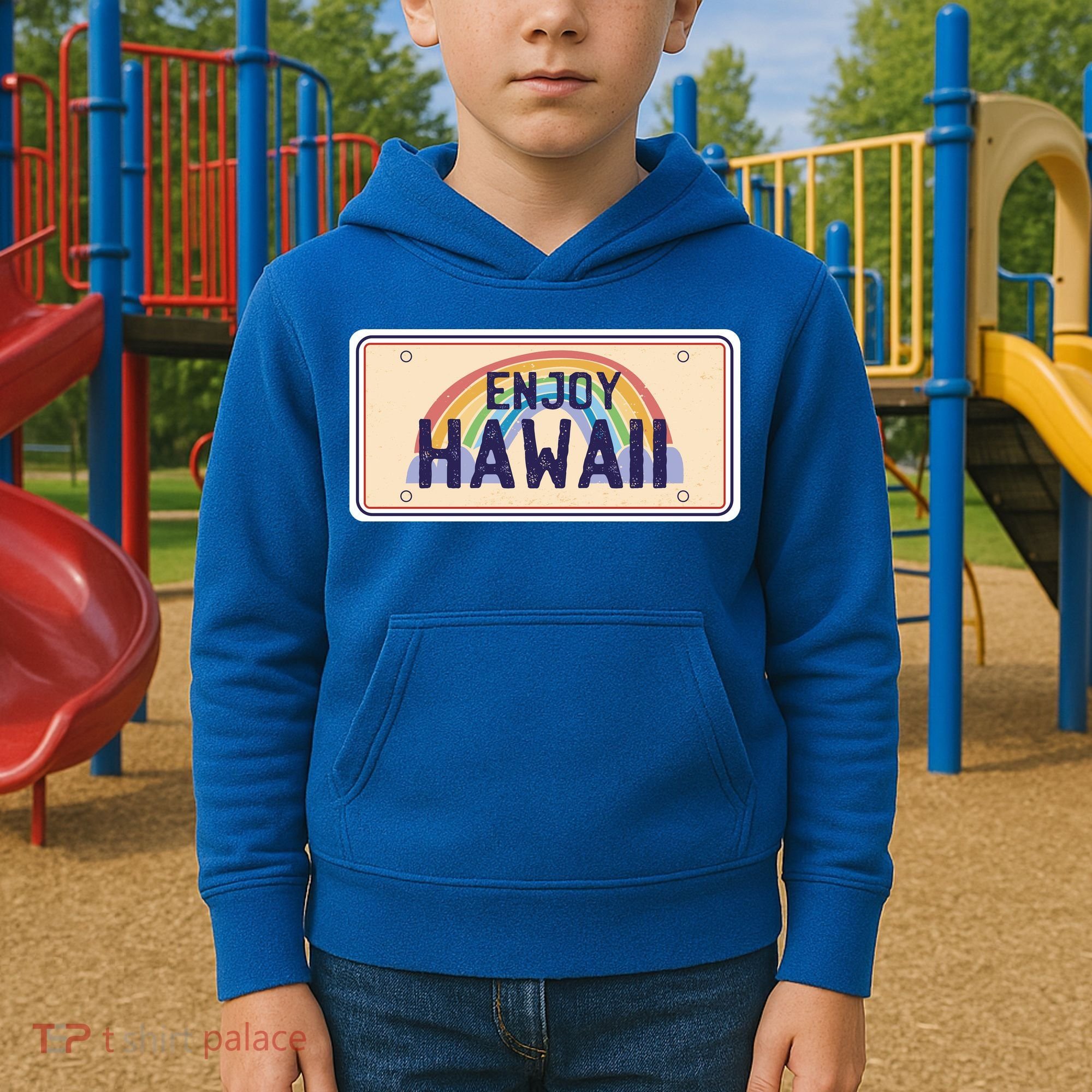 Enjoy Hawaii Car Plate Kids Hoodie