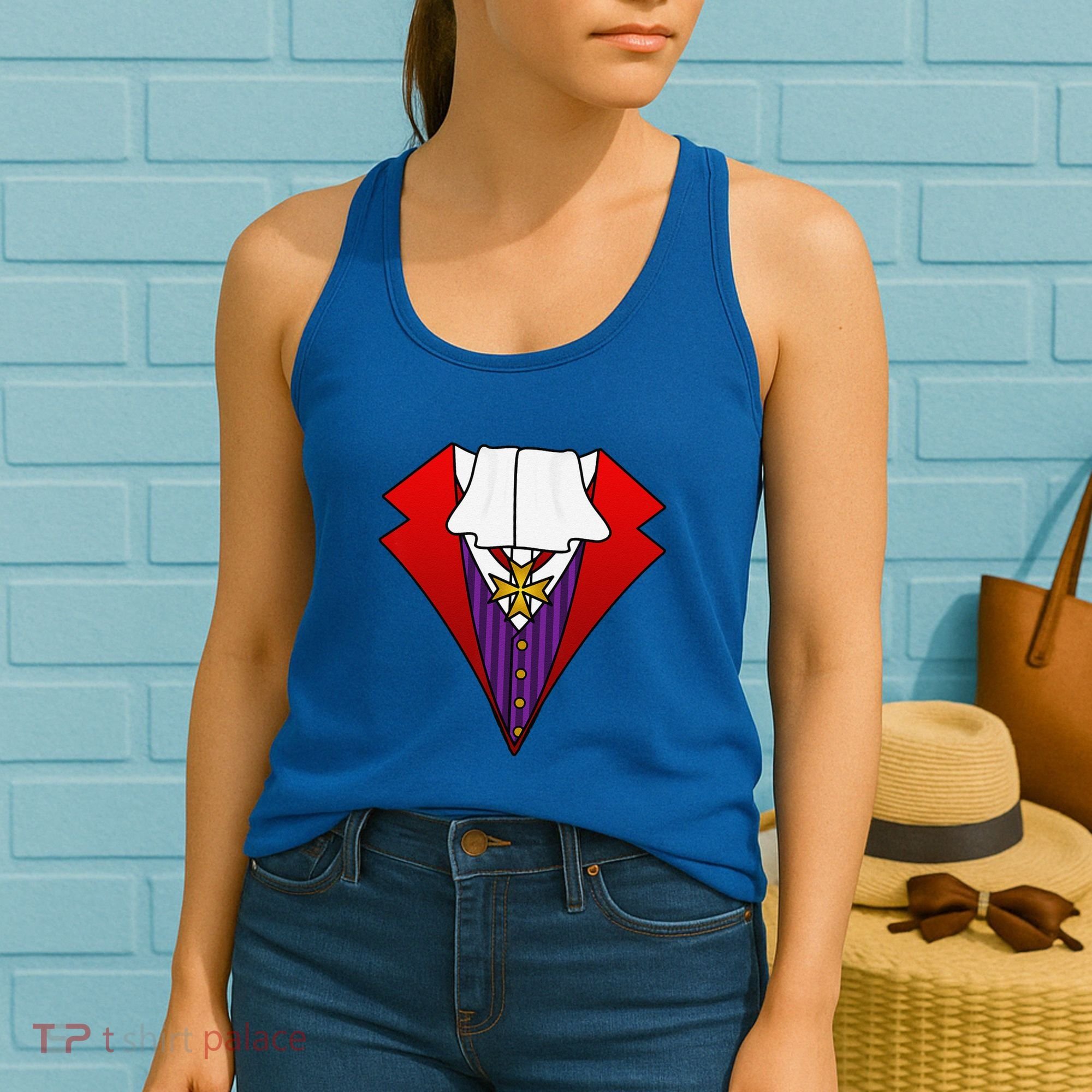 Easy Halloween Costumes Dracula Tuxedo Vampire Costume Women's Tank Top