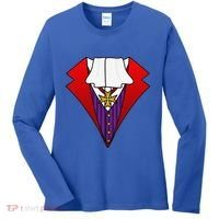 Easy Halloween Costumes Dracula Tuxedo Vampire Costume Women's Long Sleeve Shirt thumb 0