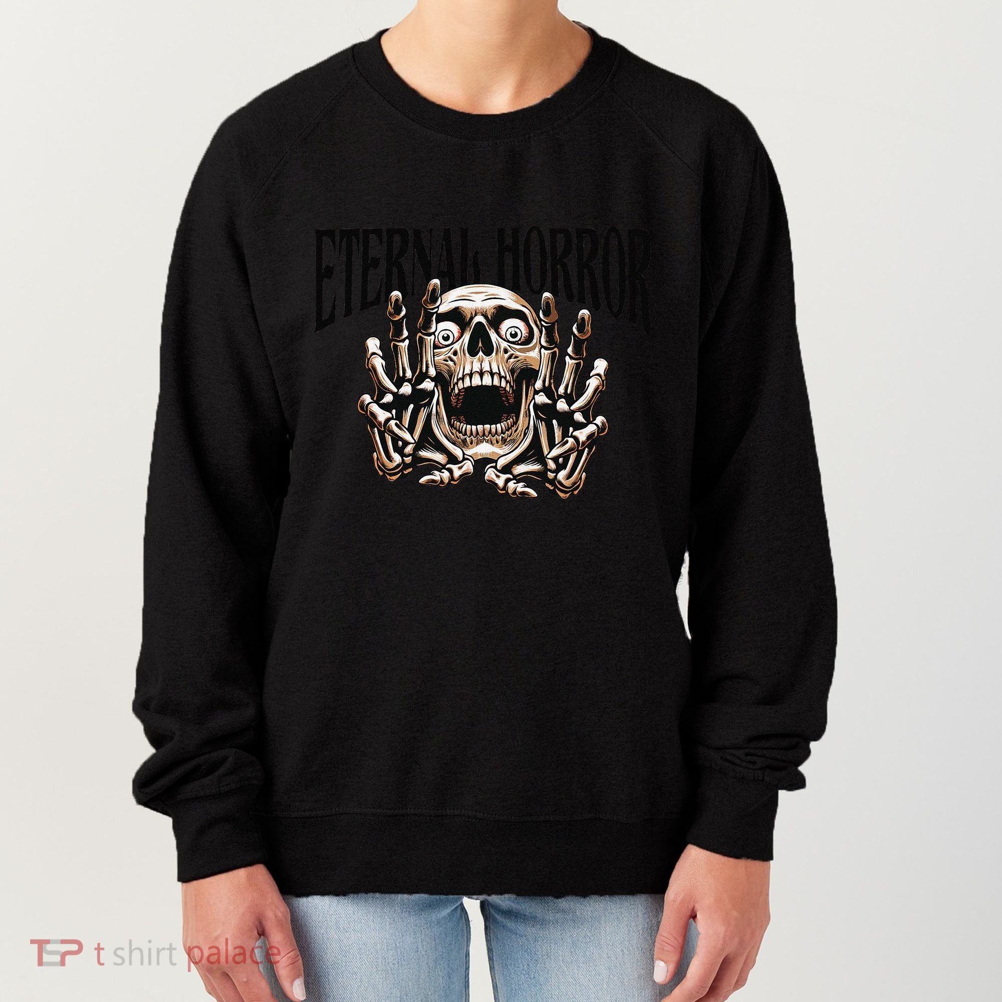 Eternal Horror Creepy Skeleton Screaming Dark Horror Spooky Women's Sweatshirt