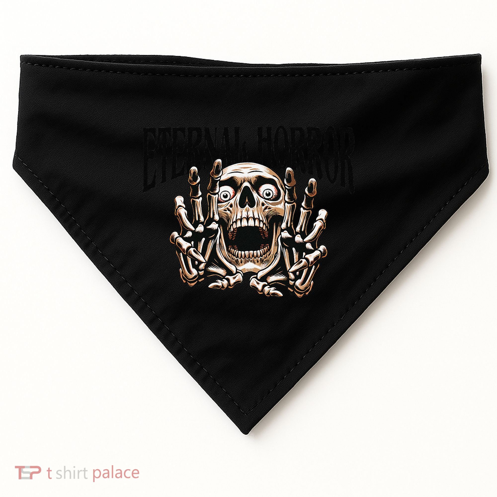 Eternal Horror Creepy Skeleton Screaming Dark Horror Spooky USA-Made Doggie Bandana